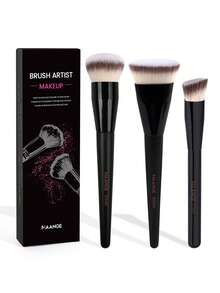 MAANGE Bộ cọ trang điểm hình tam giác 1/3/8 chiếc, cọ trang điểm cầm tay nhiều màu sắc bao gồm cọ nền, cọ má hồng, cọ phấn phủ, cọ tạo khối, cọ highlight, dụng cụ trang điểm du lịch, quà tặng cho phụ nữ và bé gái, quà tặng khuyến mãi. - màu đen - Xem 3