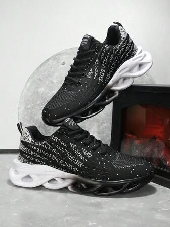 1 Pair Men's Colorblock Casual Sneakers, Personalized Blade Sole Design, Fashionable And Comfortable