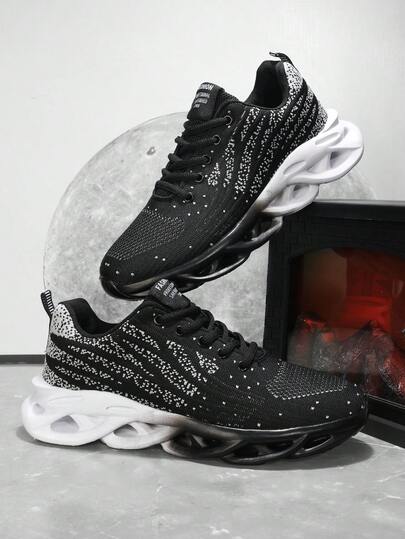 1 Pair Men's Colorblock Casual Sneakers, Personalized Blade Sole Design, Fashionable And Comfortable