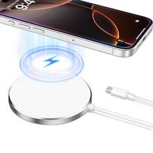 1 个磁性无线充电器兼容 17/16/15 Pro Max/15 Pro/15 Plus/15/14/13/12/11/XS/XR/8/7/6 系列办公室、宿舍、家用电话充电器 - 白色 - 查看 2