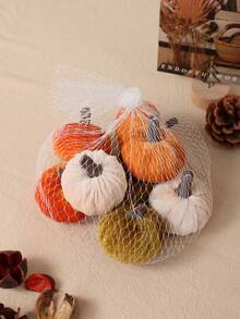 8pcs Mini Velvet Artificial Pumpkin Decor, Foam Core, Thick Velvet Fabric Exterior, Suitable For Autumn Atmosphere Decoration, Thanksgiving Harvest Backdrop, Birthday Party Tabletop Decor, Dining Table Centerpiece, Autumn Home Decor, Halloween Party - Multicolor-a - View 11