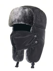 1pc Unisex Winter Hat, Water-Resistant Fabric, Fleece-Lined With Ear Flaps, Suitable For Outdoor Activities And Casual Wear Fall