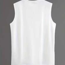 Men's Personalized Tank Top Summer Gym Regular Fit Scoop Neck Cotton Fabric New Arrival Daily Use - 白色 - 查看 2