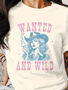 Wanted And Wild Cowgirl T Shirt, Western Cowgirl , Vintage Style Cowgirl , Retro Cowgirl Shirt, Gift For Cowgirl220G Heavyweight 100% Cotton T-Shirt. – Blend Of Streetwear, Minimali, And Sual Comfort – I For Layering In All Seans, WFH Days, Or Stylish Weekends – Pm Choice Gift For Artists, Creats, And Fashion Fans - 白色3 - 查看 1