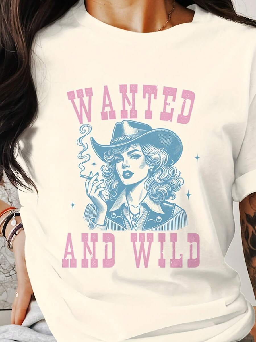 Wanted And Wild Cowgirl T Shirt, Western Cowgirl , Vintage Style Cowgirl , Retro Cowgirl Shirt, Gift For Cowgirl220G Heavyweight 100% Cotton T-Shirt. – Blend Of Streetwear, Minimali, And Sual Comfort – I For Layering In All Seans, WFH Days, Or Stylish Weekends – Pm Choice Gift For Artists, Creats, And Fashion Fans - 白色3 - 查看 1