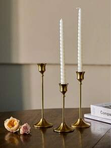 3 Peças Suportes de Vela de Metal Latão na Cor Dourado/Preto, Decorativo Vintage e Moderno, Castiçal Central para Lareira, Casamento, Festa de Natal, Presente de Inauguração, Decorações de Natal, Decoração de Quarto de Inverno