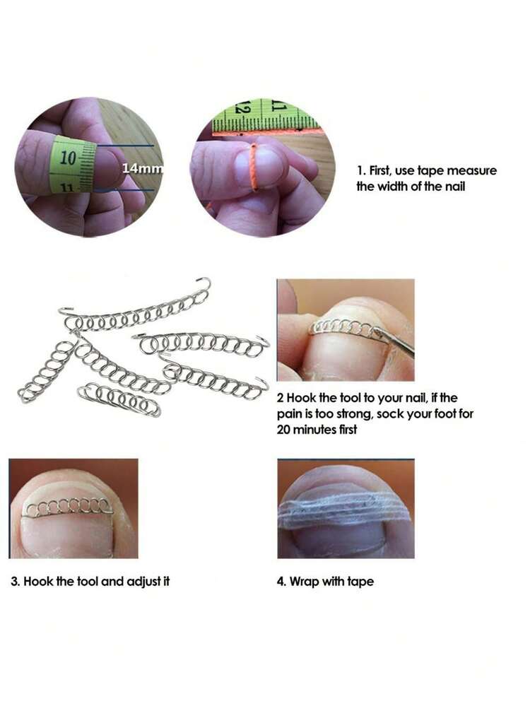 Kit di trattamento per unghie incarnite, set di strumenti per la rimozione di unghie incarnite, correttore per unghie incarnite, toppe correttive per unghie, strisce correttive per unghie, lima per unghie e set di strumenti per la pedicure - Multicolore - Visualizzare 5