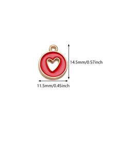 20pcs Fashion Drip Oil Heart Pendant Round Zinc Alloy Pendant Can Be Used For Women's Earrings Necklace Bracelet DIY Handmade Craft Supplies Accessories Wholesale (Multi-Color Random) - Multicolor - View 2