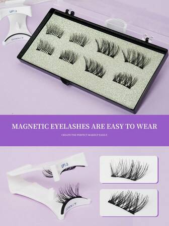 2 Pairs Magnetic Eyelashes, Soft & Curly, Thick & Dense, Easy To Wear Magnetic Half Lashes Strip Lashes, Lashes, Eyelashes, Fake Lashes