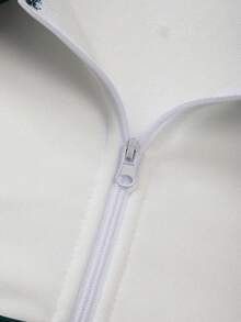 男士字母印花拼接套头四分之一拉链卫衣，休闲宽松圆领长袖卫衣，时尚春秋轻薄上衣