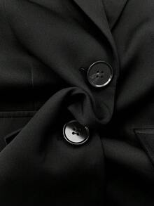 女士优雅单扣通勤西装外套 - 黑色 - 查看 7