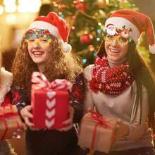 Set de 12 rame de ochelari de hârtie cu tematică creativă de Crăciun, perfecte pentru petrecerea de ziua de naștere, petrecerea de Anul Nou, rame drăguțe pentru ochelari de Crăciun, cadouri distractive pentru petrecerea de Crăciun, decorațiuni de sărbători, cele mai bune recuzite foto