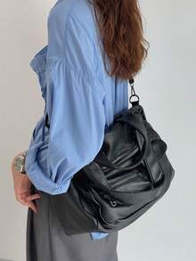 复古朋克风格女式摩托车包，个性化复古单肩包，带多个拉链的斜挎包 - 彩色 - 查看 2