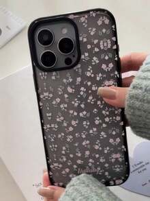 Tulip Floral Pattern Transparent Phone Case, Compatible With Iphone 17/16/15/14/13/12 Pro Max Plus/11, Fashionable And Shock-Resistant, Gift Packaging - Black Border Floral - View 5