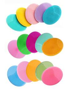4 piezas/2 piezas/1 pieza Cepillo facial de limpieza de silicona pequeño, cepillo de champú para bebé, eliminador de puntos negros, cepillo suave redondo para lavar el cabello (color aleatorio)