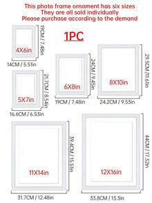 1pc Nordic Style Flat Edge Simple Photo Frame, Density Board Frame Suitable For Living Room, Study, Bedroom - White - View 2