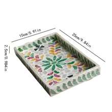 1pc INS - Style Shell - Inlaid Decorative Tray, Colorful Patchwork Square Shape, Hand - Inlaid. Suitable For Decorating Living Room Coffee Tables, Dining Room Dining Tables And Daily Clutter Storage. It Can Also Be Used As A Holiday Gift And For Party Dining Table Decoration. - Nhiều màu - Xem 16