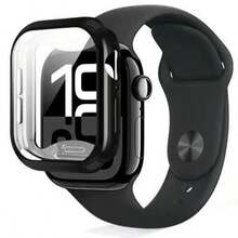 1pc Unisex Black TPU Full Coverage Ultra-Thin Protective Case, Anti-Drop Stylish Casual Screen Protector, Compatible With Apple Watch 38/40/41/42/44/45/S10 42/46/49mm, Compatible With Apple Watch Series Ultra/SE/10/9/8/7/6/5/4/3/2/1, Smartwatch Accessory