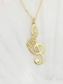 Personalized Music Note Necklace With Name - Stainless Steel Treble Clef Pendant, Suitable For Everyday Wear And Parties, Customized Music Necklace Gift, Classic Design, Exquisite Craftsmanship - Multicolor - View 6
