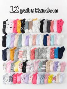 12 双儿童熊图案踝袜，适合春夏季 - 玫紅色 - 查看 11