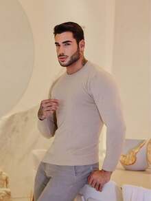 Basic Quality Men's Knitted Sweater - Beige - View 1