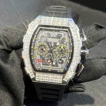 ONOLA-6826F Men's Wine Barrel Multi Functional Mechanical Automatic Watch Rubber Strap Fashion Sports ICE Diamond Watch - 白色 - 查看 5