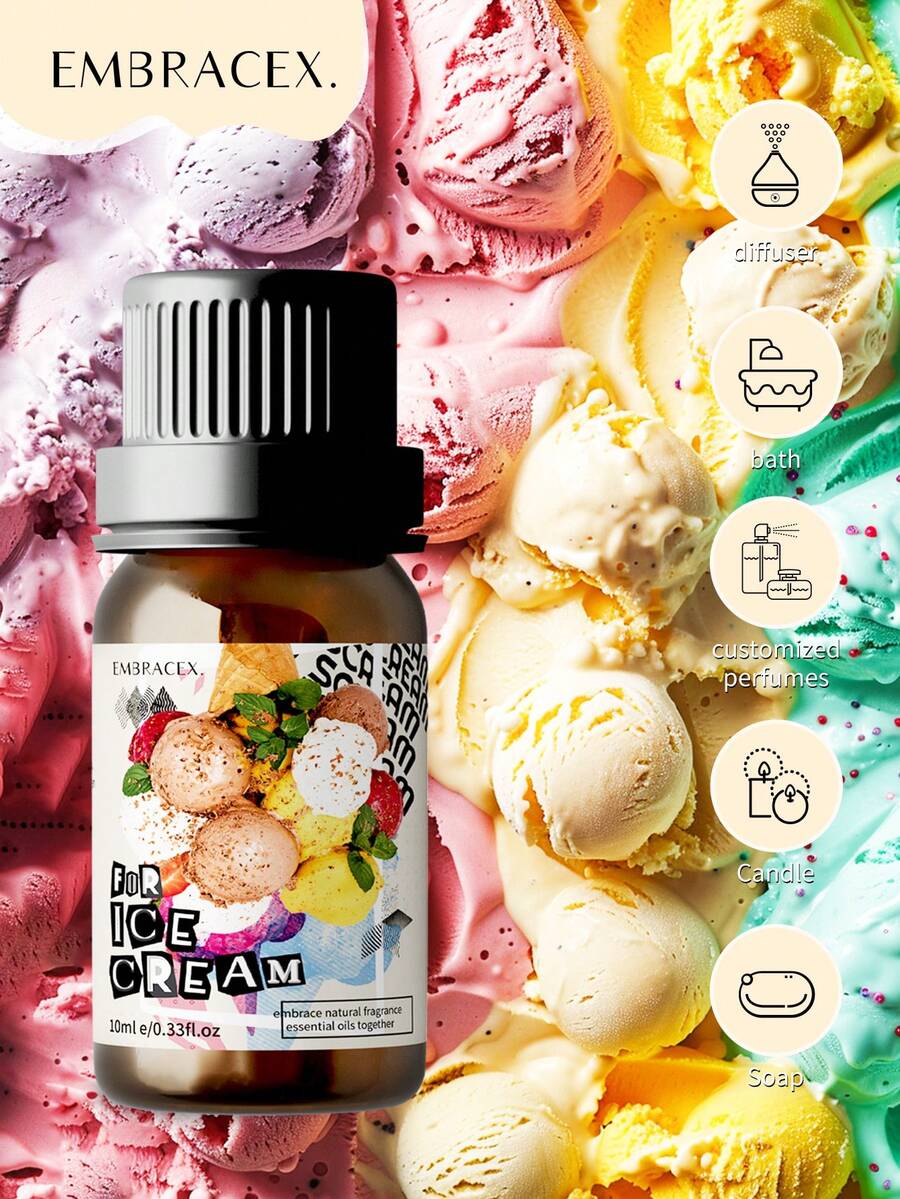 EMBRACEX. 10ml Olio essenziale di vaniglia, Fragranza di vaniglia, Aroma di vaniglia, Olio per aromaterapia, Gelato alla vaniglia dolce, Fragranza a lunga durata per donne, Regalo diffusore per auto, Adatto per umidificatore, Diffusore per aromaterapia, Realizzazione di candele, Candela alla vaniglia