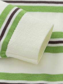 Balabala 2026 Spring/Autumn New Tween Boy Striped Crew Neck Casual Loose Knit Sweater - White Green Tone - View 5