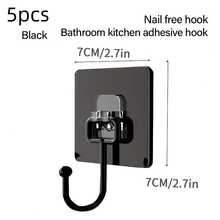 5-Piece Heavy-Duty Adhesive Wall Hooks (Stylish & Strong) | No Drilling, Easy Installation | Multi-Functional For Coats, Towels & Shower Caps | Hole-Free For Home, Office & Bathroom Accessories