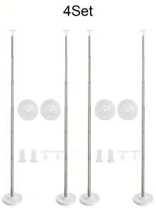 1/2/4 Set Balloon Column Stand Kit For Floor Set Balloon Arch Stands, Height Adjustable Balloon Tower Pillar With Bases Reusable Metal Telescopic Design For Graduation, Wedding, BabyShower, Birthday Party Decoration