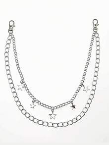 1 buc. Lanț de talie cu pandantiv stea, inspirat din metal, inspirat din hip-hop, pentru bărbați, accesoriu versatil la modă, pentru purtare zilnică, accesorii de toamnă-iarnă, costum de Halloween, potrivit pentru adolescenți, tineri, bărbați, casual, în aer liber, atletic, vacanță, cadouri de absolvire, ziua de naștere, purtare zilnică