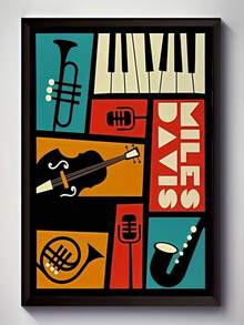 Impression sur canevas d'art musical jazz vintage - Décoration murale sans cadre pour le salon, la chambre, le bureau - Affiche unique et créative, imperméable, idée de cadeau parfaite