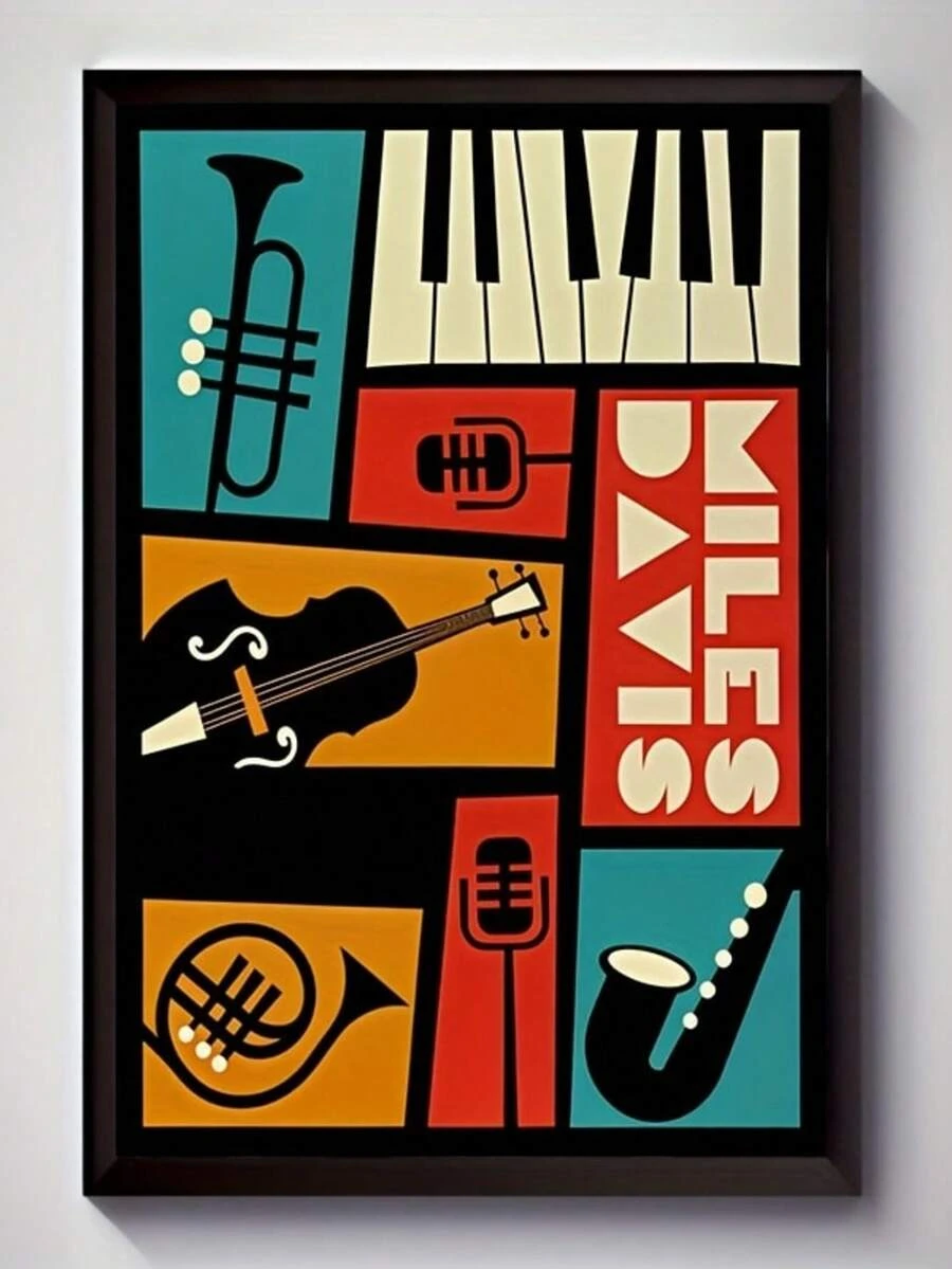 Impression sur canevas d'art musical jazz vintage - Décoration murale sans cadre pour le salon, la chambre, le bureau - Affiche unique et créative, imperméable, idée de cadeau parfaite