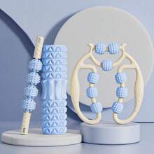 Set de 3 piezas Masajeador de piernas con 9 ruedas, rodillo para aliviar los músculos, desbloquear meridianos, amasar y relajar, equipo de fitness, columna de yoga de espuma, rodillo de fitness, rodillo de yoga, equipo de masaje, rodillo de masaje de fitness, eje hueco de EVA, eje de espuma de fitness, equipo de adelgazamiento de piernas de yoga, equipo de pérdida de peso