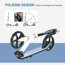 HOMCOM Kids Scooter, 2 Wheel Foldable Stunt Scooter With Adjustable Handles For 5 Years+, White - 白色 - 查看 3