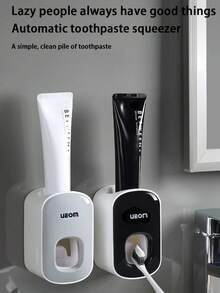 1pc Automatic Toothpaste Dispenser, Bathroom Wallmount Without Nailing, Portable Bathroom Accessories Toothpaste Squeezer - Multicolor - View 9