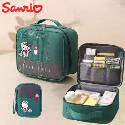 Sanrio 1PC Sanrio Hello Kitty Nylon Waterproof Outdoor First-Aid Kit, Portable Medical Treatment And Epidemic Prevention Pack, Travel And Camping Family Emergency Medical Storage Bag, Medical Pouch, Medical Kit, Medical Storage Bag, First-Aid Pack, Travel Accessory, Travel Organizer, Travel Supply, Travel Gear, Travel Bag, Suitable For College Vacations, Cruise Ships, Summer Outdoor Camping, Hiking And Hunting Supplies