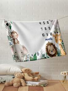 Custom Baby Milestone Blanket, Animal Theme Baby Monthly Milestone Blanket, Baby Sports Nursery Blanket, Baby Age Blanket, Baby Calendar Blanket, Animal Theme Baby Photo Blanket - Multicolor - View 5