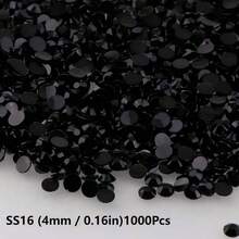 0.2厘米/0.3厘米/0.4厘米/0.5厘米 1000颗平底钻石水钻，水晶树脂钻石，DIY工艺材料，适用于杯子、玩具、鞋子、衣服装饰 - 黑色 - 查看 10
