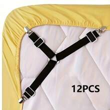 8/12 Piece Black Anti Slip Triangular Fixator, Elastic Bed Sheet Fixator, Suitable For Mattress Protective Covers, Sofa Cushions, Bed Covers - Multifunctional For Beds, Sofas, Chairs, And Easy To Use, Bedding Clip - 黑色 - 查看 7