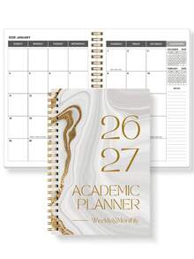 BUBU 1 件螺旋月度计划表，2 年月度计划表，含 3 张定制贴纸，2026 年 1 月至 2027 年 12 月，5.6 英寸 X 8.0 英寸，非常适合学校和办公室日程安排、办公桌配件、返校用品 - 紫色 - 查看 13