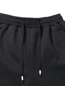 Men's Casual Warm Pants, Winter Drawstring Thermal Pants With Pockets, Comfortable And Fitted - Black - View 2