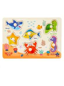 1Pc Wooden Shape Puzzle Toy, Fine Motor Color Matching Sorting Board, Early Learning Educational Activity Toy Gift For Preschool Toddler Baby 3 4 5 Year Old - Multicolor - View 9