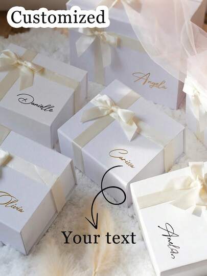 1pc Custom Personalized Magnetic Gift Box, Customizable Name And Personalized Text, Three Color Options, Suitable For Birthdays, Weddings And Christmas Gifts, Sealed, No Ironing, Decorative, Exquisite, Vintage, High Quality, Cute, Customized, Personalized, Unique, Suitable For Anniversaries, Valentine'S Day, Weddings, Wedding Necessities