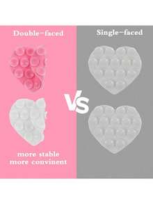 3 piezas Soporte de teléfono con ventosa de silicona, montaje de doble cara SIN adhesivo, estilo corazón/amor, agarre de teléfono pegajoso con mayor poder de succión para teléfonos celulares, sin necesidad de fijar con pegatinas, accesorios de teléfono de manos libres para selfies y videos