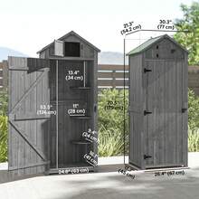 Outsunny 30" X 21" X 71" Garden Storage Shed, Outdoor Storage Shed With 3 Tier Shelves, Workshop Yard Tool Utility Storage House Water-Resistant All-Weather Cover Spire Roof, Grey - 灰色 - 查看 3