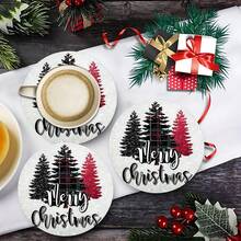 2 pièces/4 pièces/6 pièces Sets de table en diatomite imprimés avec motif sapin de Noël, décoration de maison, convient pour les cadeaux de Noël, décorations de Noël, applicable à la table à manger, au bar à café, toutes saisons, sets de table lavables, décoration de chambre, sous-verres, tapis d'égouttage, sets de table pour cuisine et salle à manger, décorations de fête intérieure/extérieure, décoration de maison, cadeaux idéaux