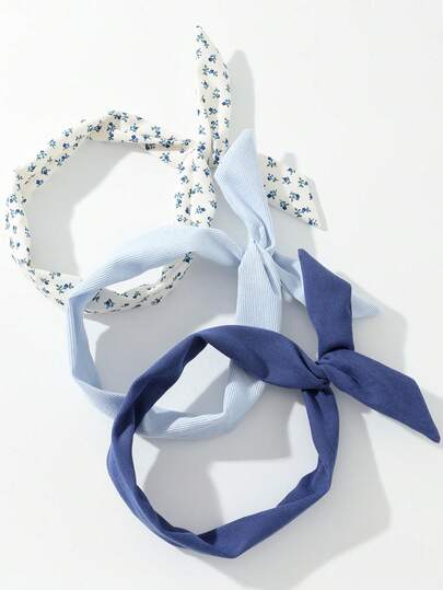 3件套花卉条纹发带，适合日常佩戴，女士围巾，秋季发带，冬季发饰，适合度假装扮，女士头巾，柔软头巾