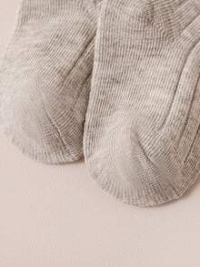 3双/批婴儿及膝袜儿童女孩男孩柔软长袜可爱西班牙条纹纯色儿童袜子适合0-3岁 - 彩色 - 查看 4