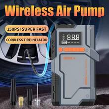 9-In-1 Cordless Tire Inflator Portable Air Compressor, Emergency Starter With Air Compressor, Car Jump Starter + Inflator All-In-One Machine, 150PSI/1300A Peak With LED Light And Digital Display